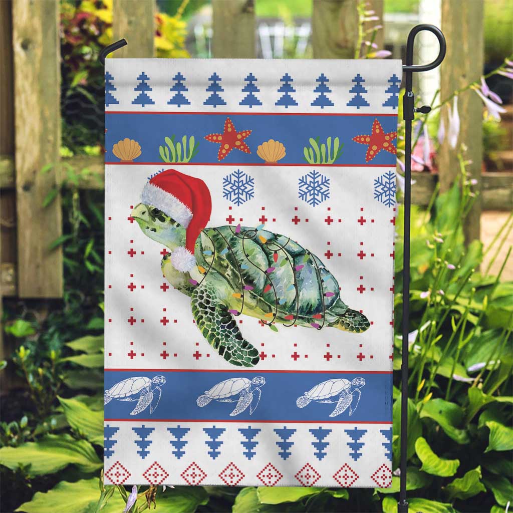 Turtle Xmas Garden Flag Green Sea Turtle Merry Christmas - Wonder Print Shop