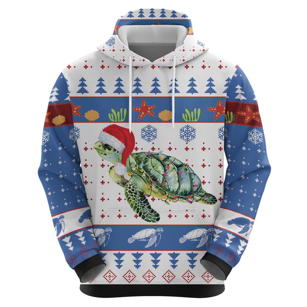 Turtle Xmas Hoodie Green Sea Turtle Merry Christmas - Wonder Print Shop