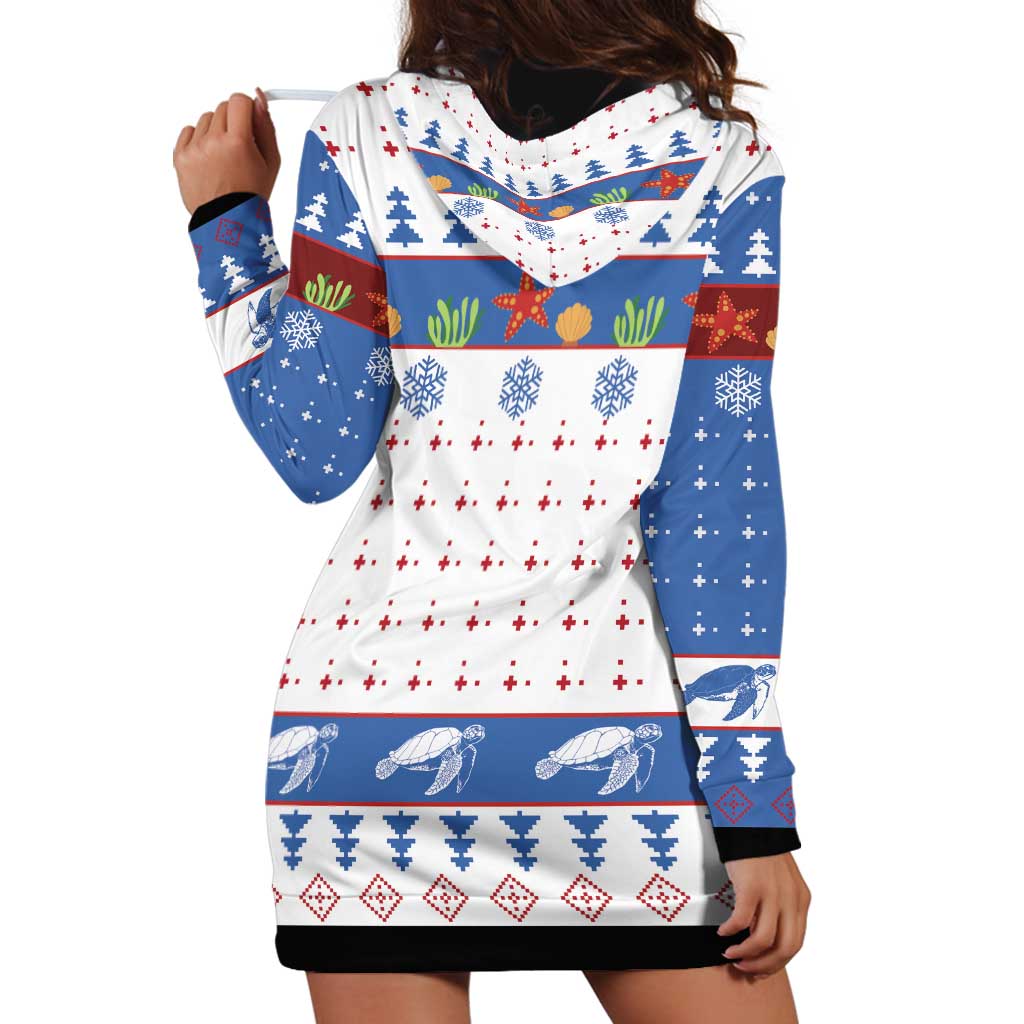 Turtle Xmas Hoodie Dress Green Sea Turtle Merry Christmas - Wonder Print Shop