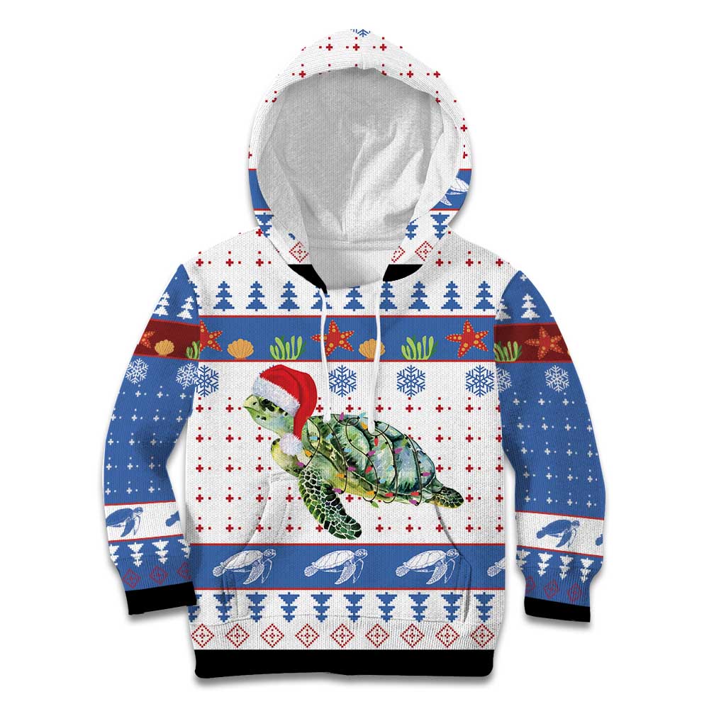 Turtle Xmas Kid Hoodie Green Sea Turtle Merry Christmas - Wonder Print Shop