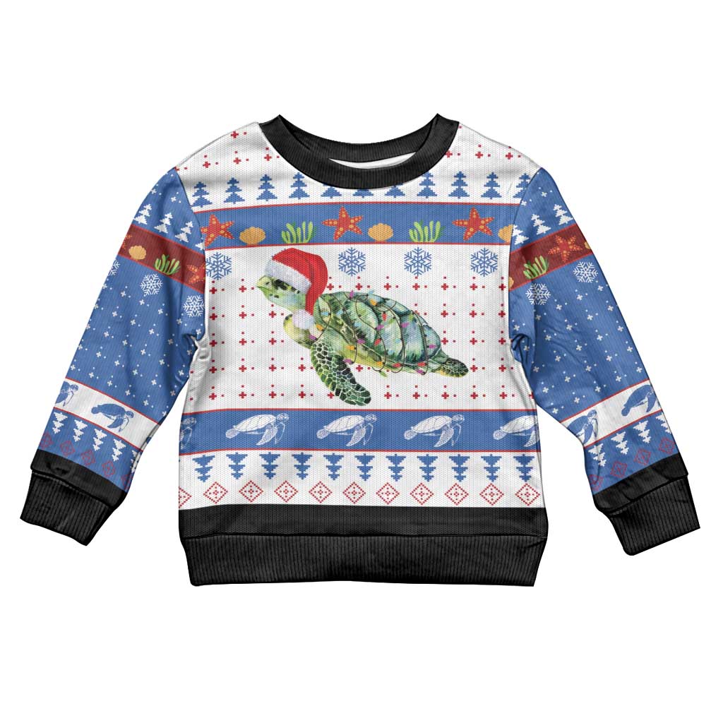 Turtle Xmas Kid Ugly Christmas Sweater Green Sea Turtle Merry Christmas - Wonder Print Shop