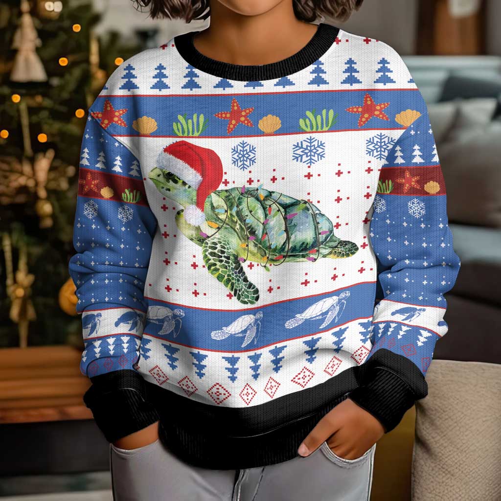 Turtle Xmas Kid Ugly Christmas Sweater Green Sea Turtle Merry Christmas - Wonder Print Shop
