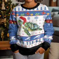 Turtle Xmas Kid Ugly Christmas Sweater Green Sea Turtle Merry Christmas - Wonder Print Shop