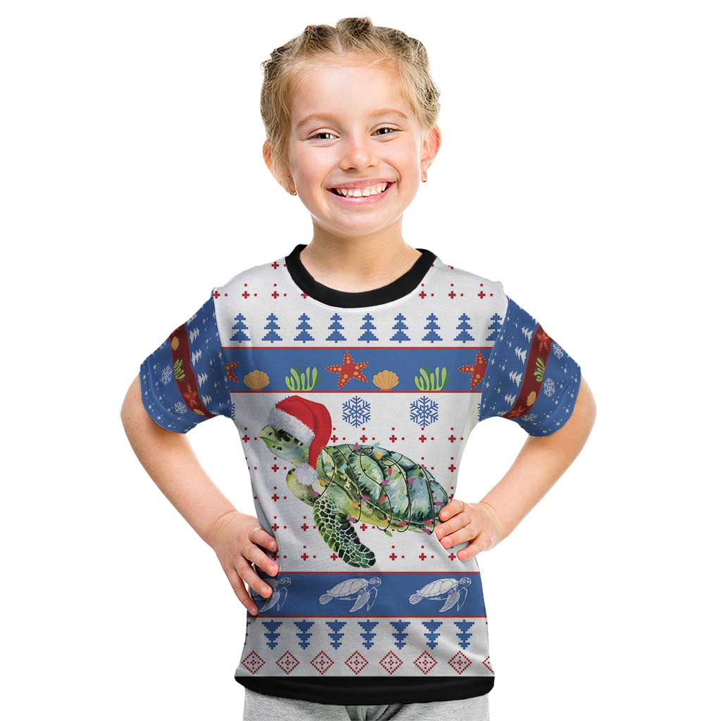 Turtle Xmas Kid T Shirt Green Sea Turtle Merry Christmas - Wonder Print Shop