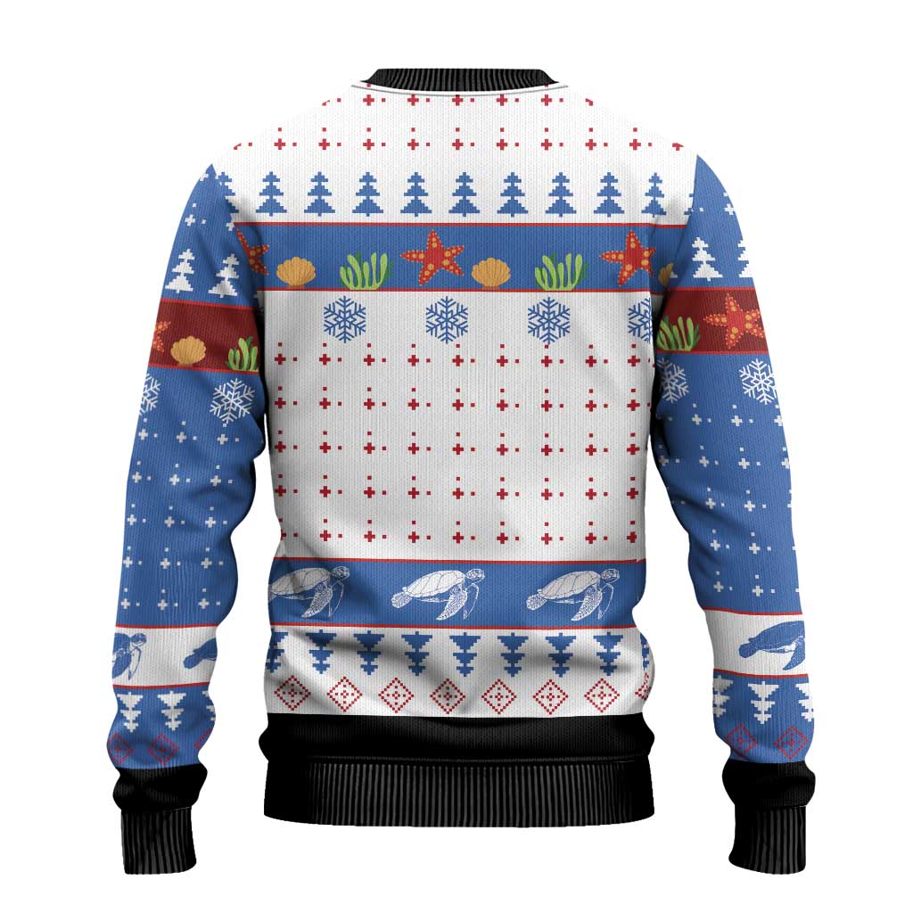 Turtle Xmas Ugly Christmas Sweater Green Sea Turtle Merry Christmas - Wonder Print Shop