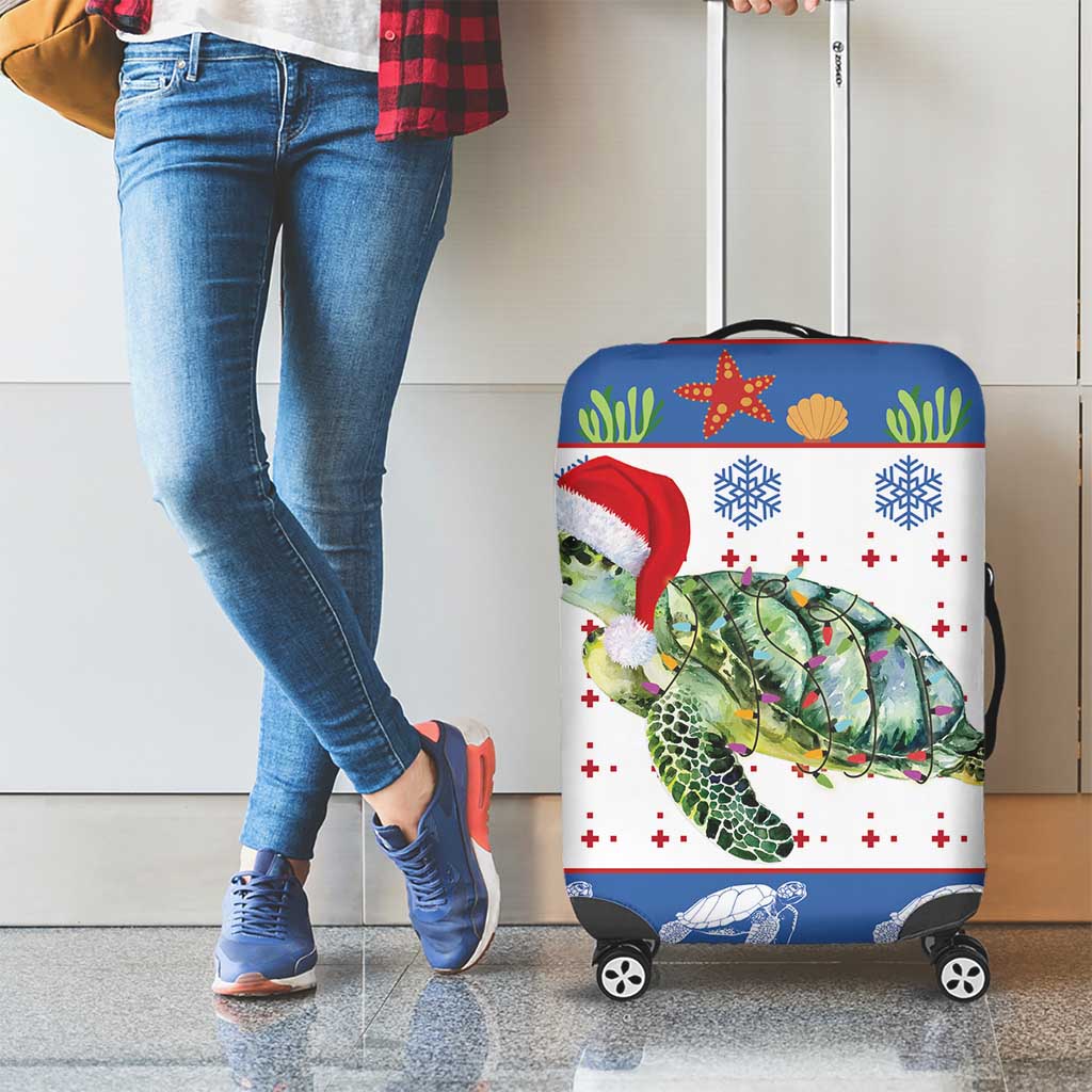 Turtle Xmas Luggage Cover Green Sea Turtle Merry Christmas - Wonder Print Shop