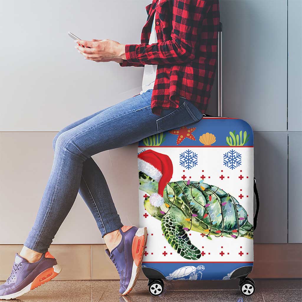 Turtle Xmas Luggage Cover Green Sea Turtle Merry Christmas - Wonder Print Shop