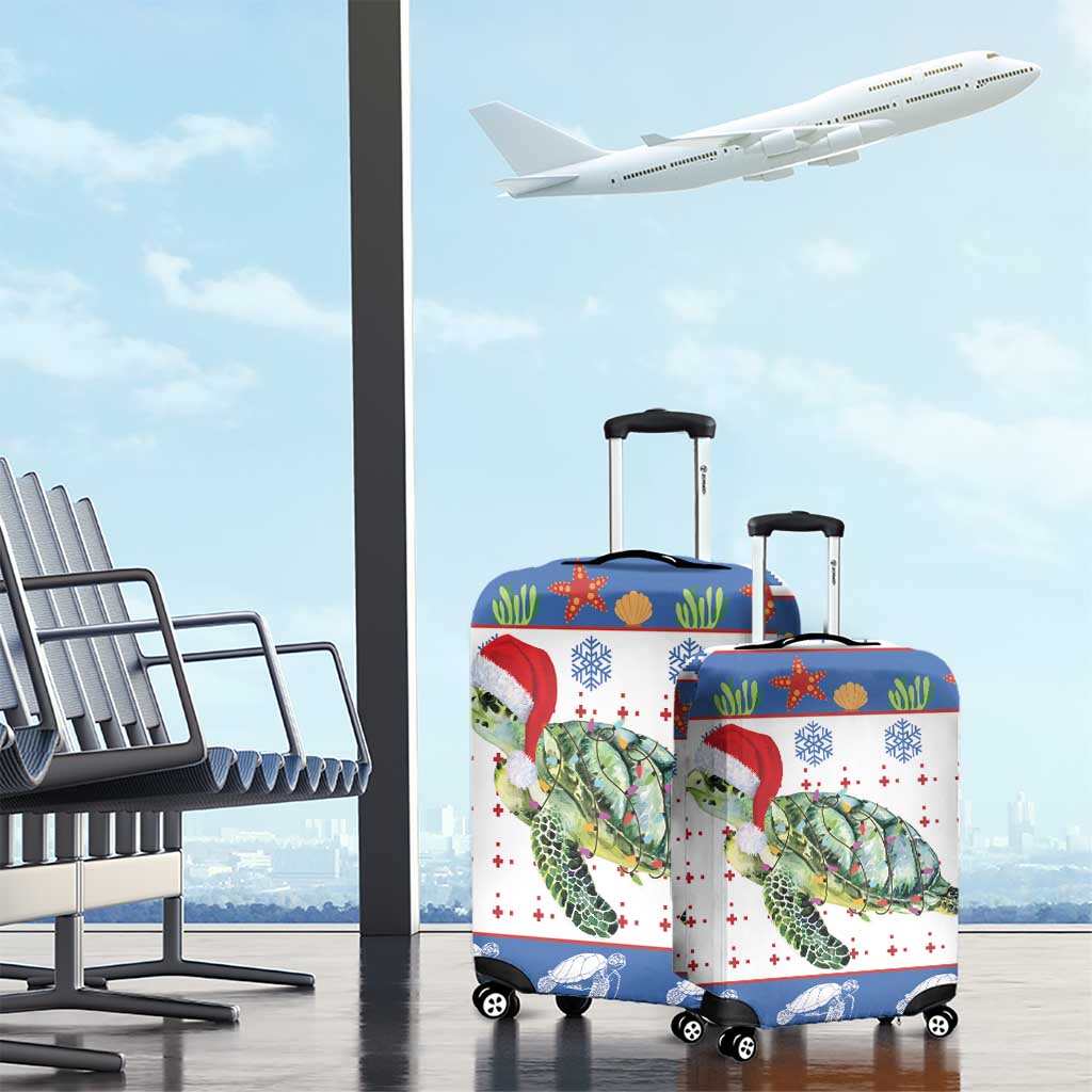 Turtle Xmas Luggage Cover Green Sea Turtle Merry Christmas - Wonder Print Shop