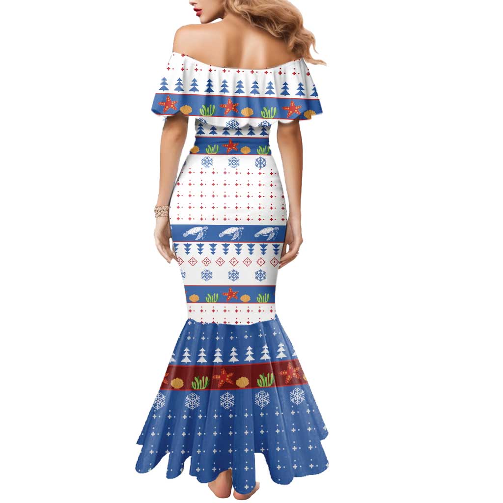 Turtle Xmas Mermaid Dress Green Sea Turtle Merry Christmas - Wonder Print Shop