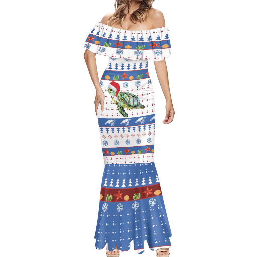 Turtle Xmas Mermaid Dress Green Sea Turtle Merry Christmas - Wonder Print Shop