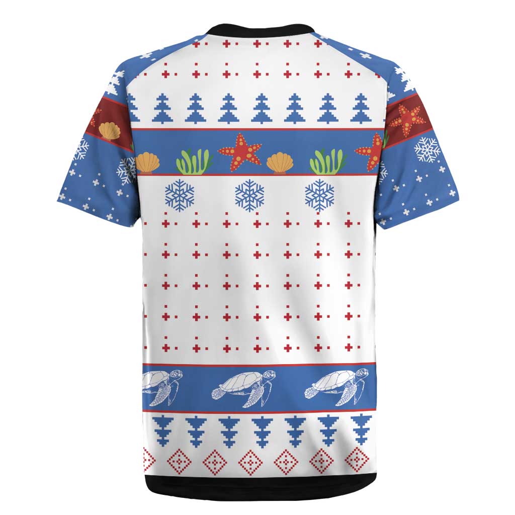 Turtle Xmas Rugby Jersey Green Sea Turtle Merry Christmas - Wonder Print Shop