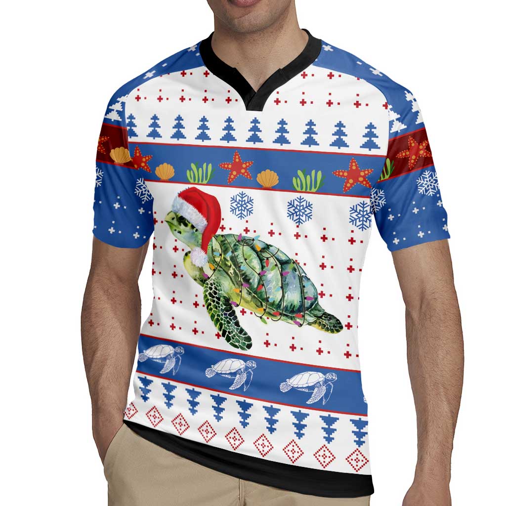 Turtle Xmas Rugby Jersey Green Sea Turtle Merry Christmas - Wonder Print Shop