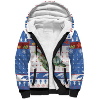 Turtle Xmas Sherpa Hoodie Green Sea Turtle Merry Christmas - Wonder Print Shop