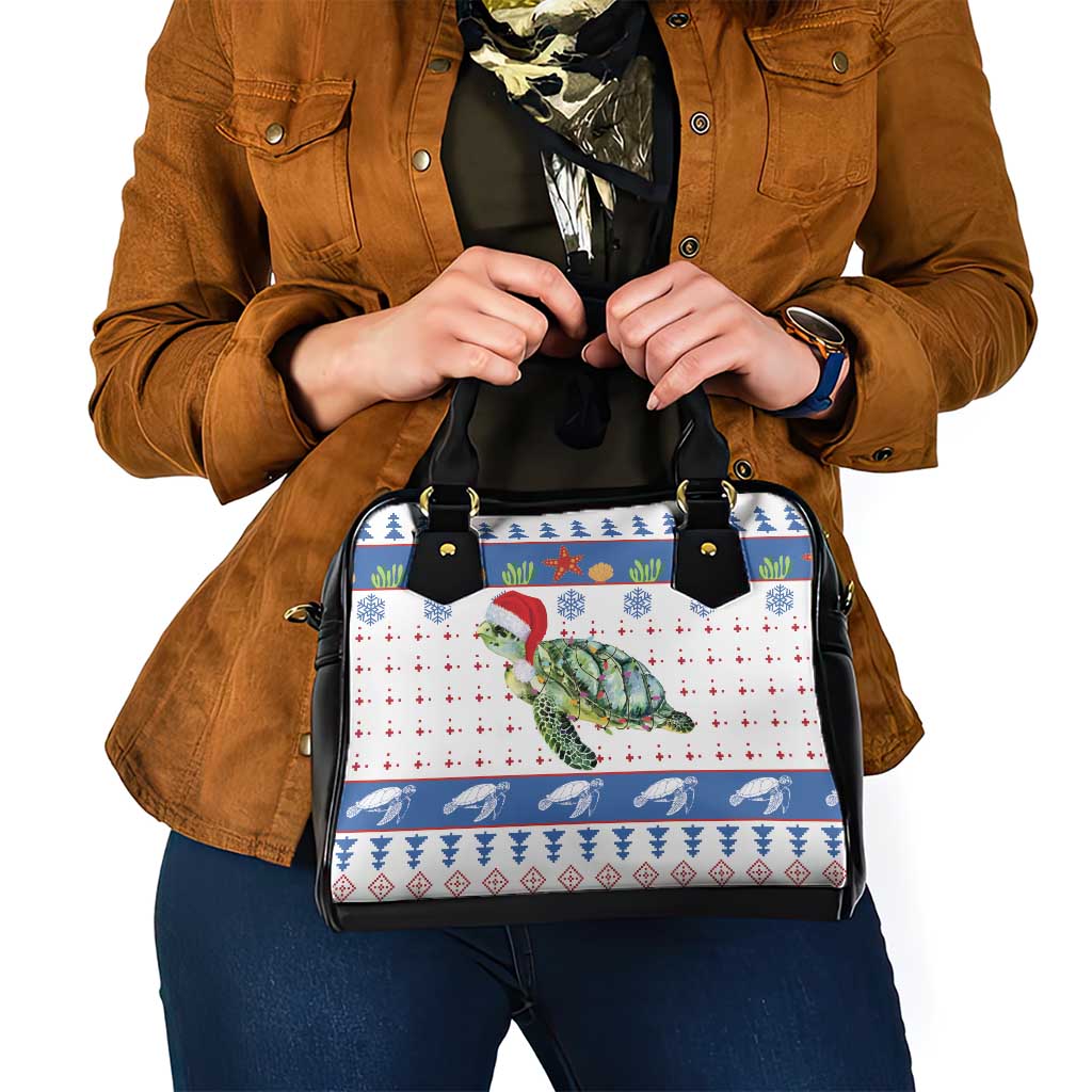 Turtle Xmas Shoulder Handbag Green Sea Turtle Merry Christmas