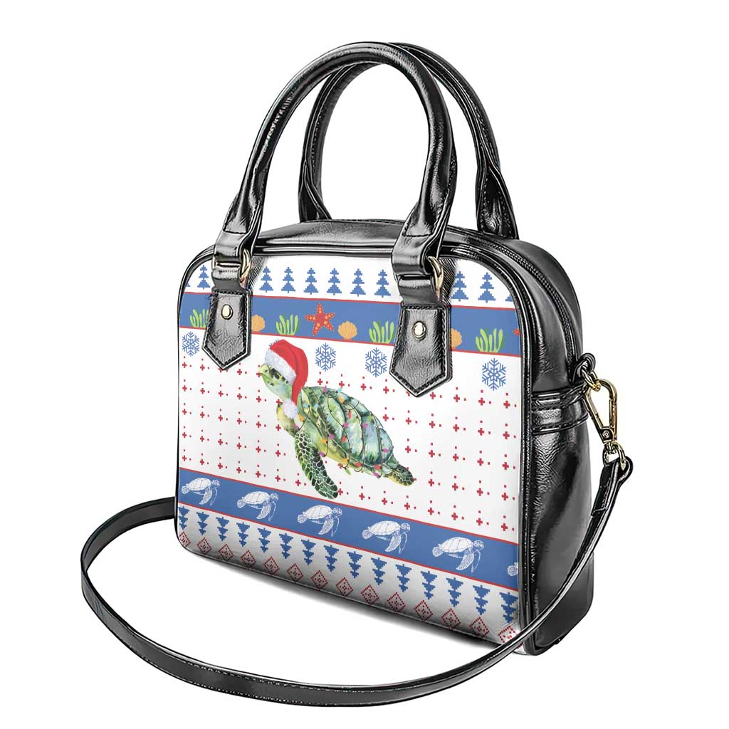 Turtle Xmas Shoulder Handbag Green Sea Turtle Merry Christmas