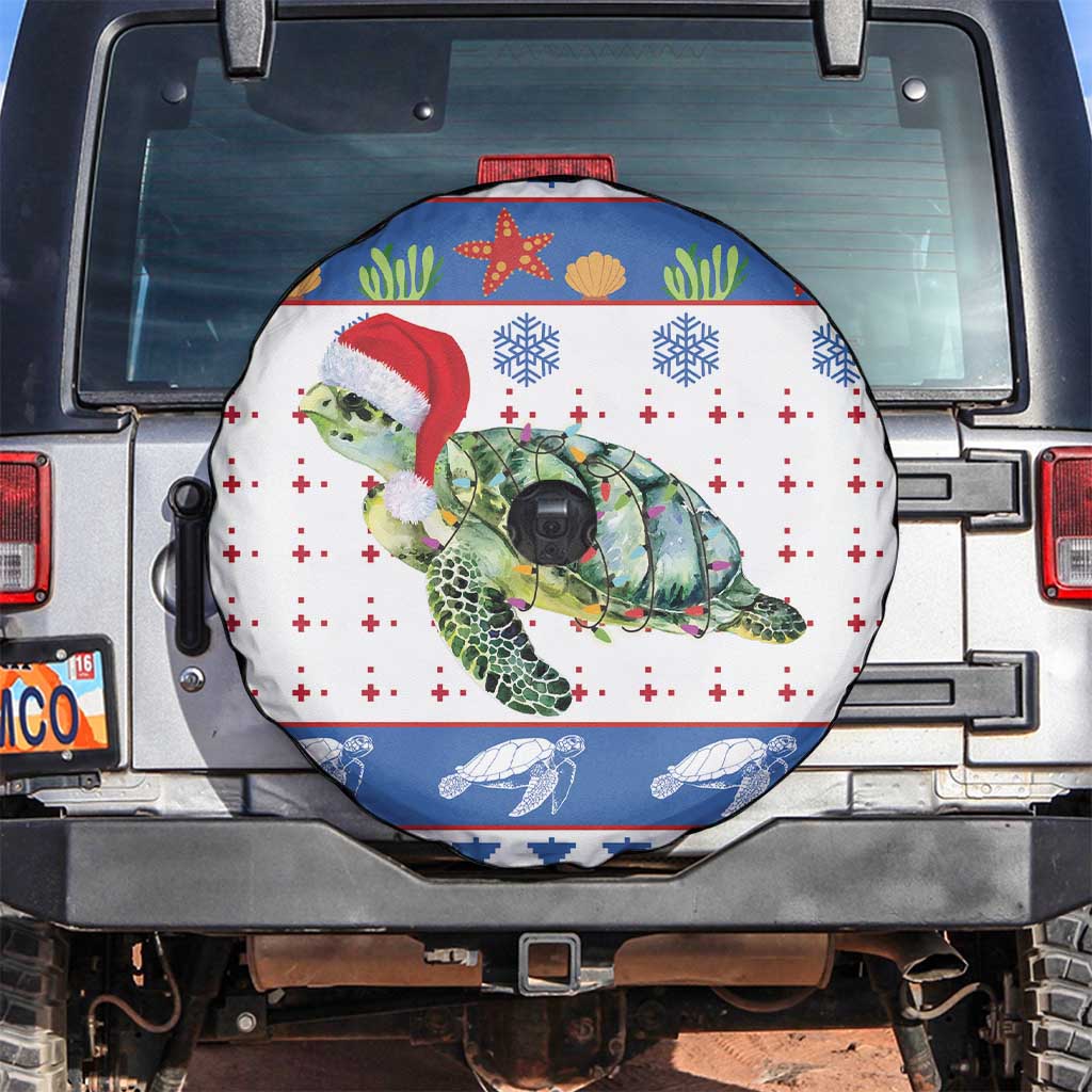 Turtle Xmas Spare Tire Cover Green Sea Turtle Merry Christmas - Wonder Print Shop