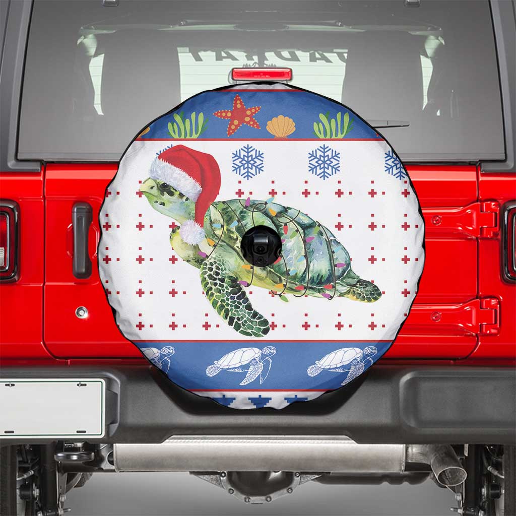Turtle Xmas Spare Tire Cover Green Sea Turtle Merry Christmas - Wonder Print Shop