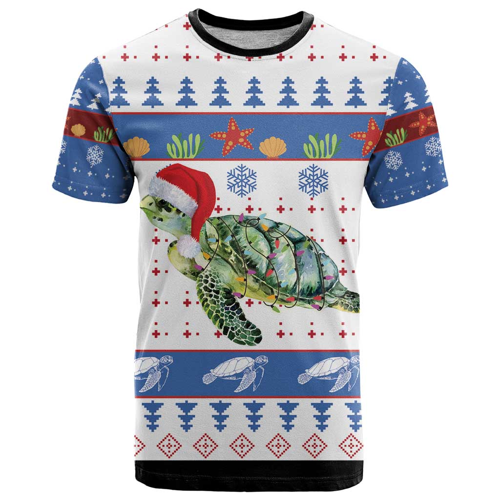 Turtle Xmas T Shirt Green Sea Turtle Merry Christmas - Wonder Print Shop