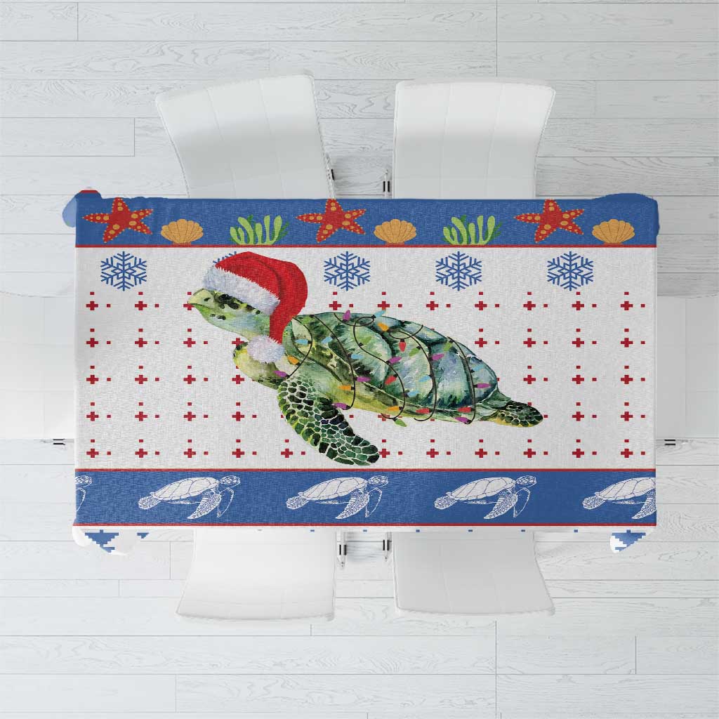 Turtle Xmas Tablecloth Green Sea Turtle Merry Christmas - Wonder Print Shop