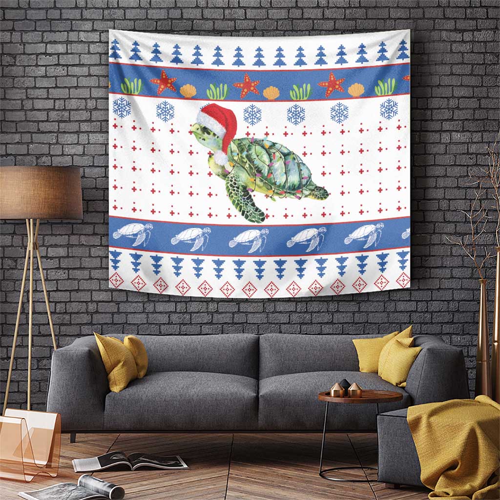 Turtle Xmas Tapestry Green Sea Turtle Merry Christmas - Wonder Print Shop