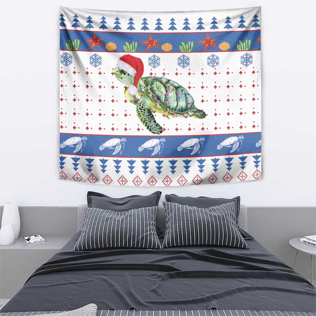 Turtle Xmas Tapestry Green Sea Turtle Merry Christmas - Wonder Print Shop