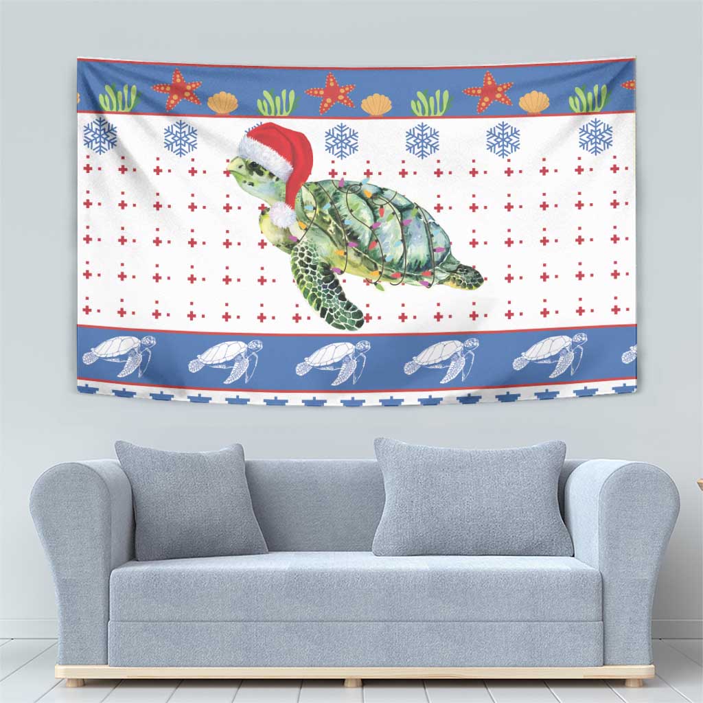 Turtle Xmas Tapestry Green Sea Turtle Merry Christmas - Wonder Print Shop