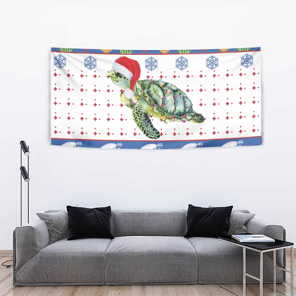 Turtle Xmas Tapestry Green Sea Turtle Merry Christmas - Wonder Print Shop