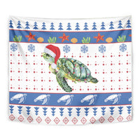 Turtle Xmas Tapestry Green Sea Turtle Merry Christmas - Wonder Print Shop