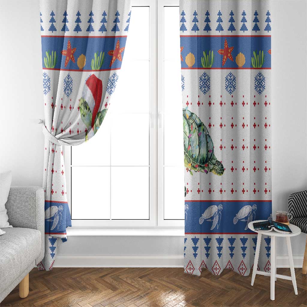 Turtle Xmas Window Curtain Green Sea Turtle Merry Christmas - Wonder Print Shop