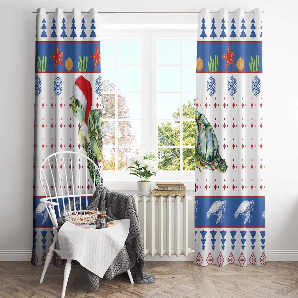 Turtle Xmas Window Curtain Green Sea Turtle Merry Christmas - Wonder Print Shop