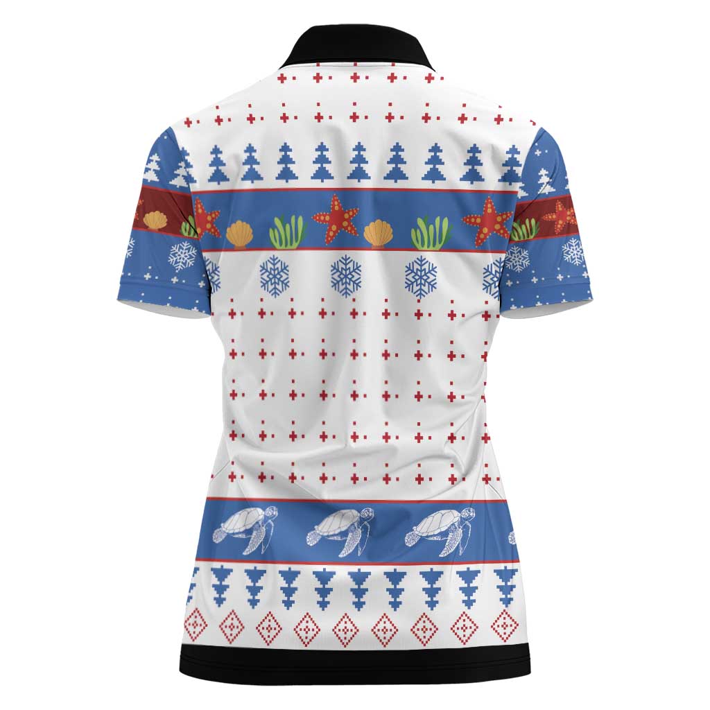 Turtle Xmas Women Polo Shirt Green Sea Turtle Merry Christmas - Wonder Print Shop