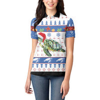 Turtle Xmas Women Polo Shirt Green Sea Turtle Merry Christmas - Wonder Print Shop