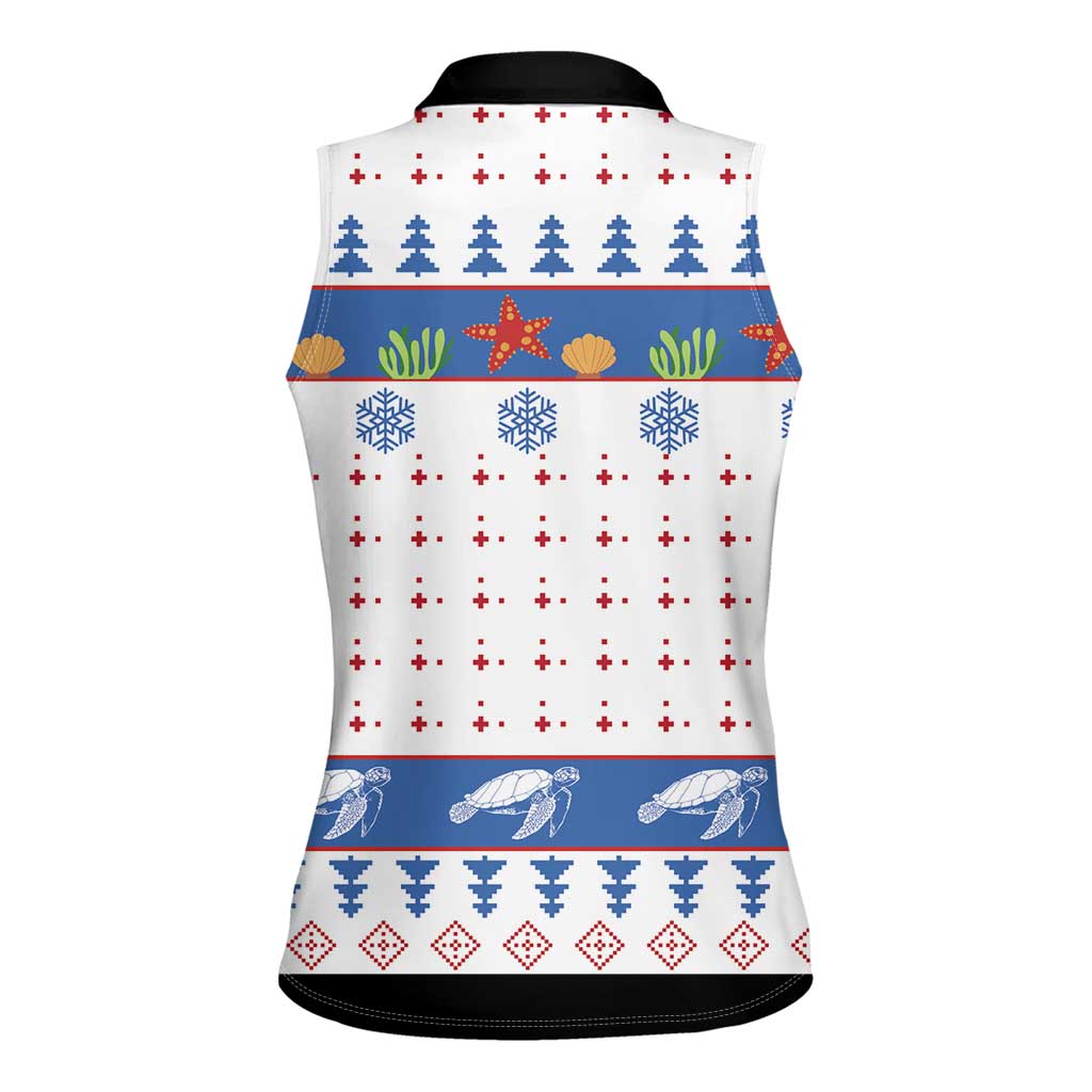 Turtle Xmas Women Sleeveless Polo Shirt Green Sea Turtle Merry Christmas - Wonder Print Shop