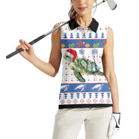 Turtle Xmas Women Sleeveless Polo Shirt Green Sea Turtle Merry Christmas - Wonder Print Shop