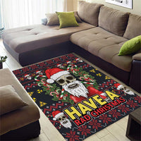 Skull Have A Rad Christmas Area Rug Santa Skull - Wonder Print Shop