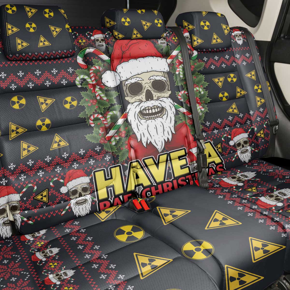 Skull Have A Rad Christmas Back Car Seat Cover Santa Skull - Wonder Print Shop