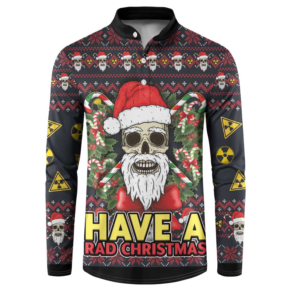 Skull Have A Rad Christmas Button Sweatshirt Santa Skull - Wonder Print Shop