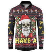 Skull Have A Rad Christmas Button Sweatshirt Santa Skull - Wonder Print Shop
