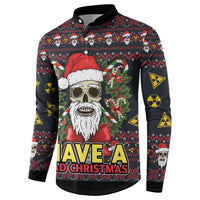 Skull Have A Rad Christmas Button Sweatshirt Santa Skull - Wonder Print Shop