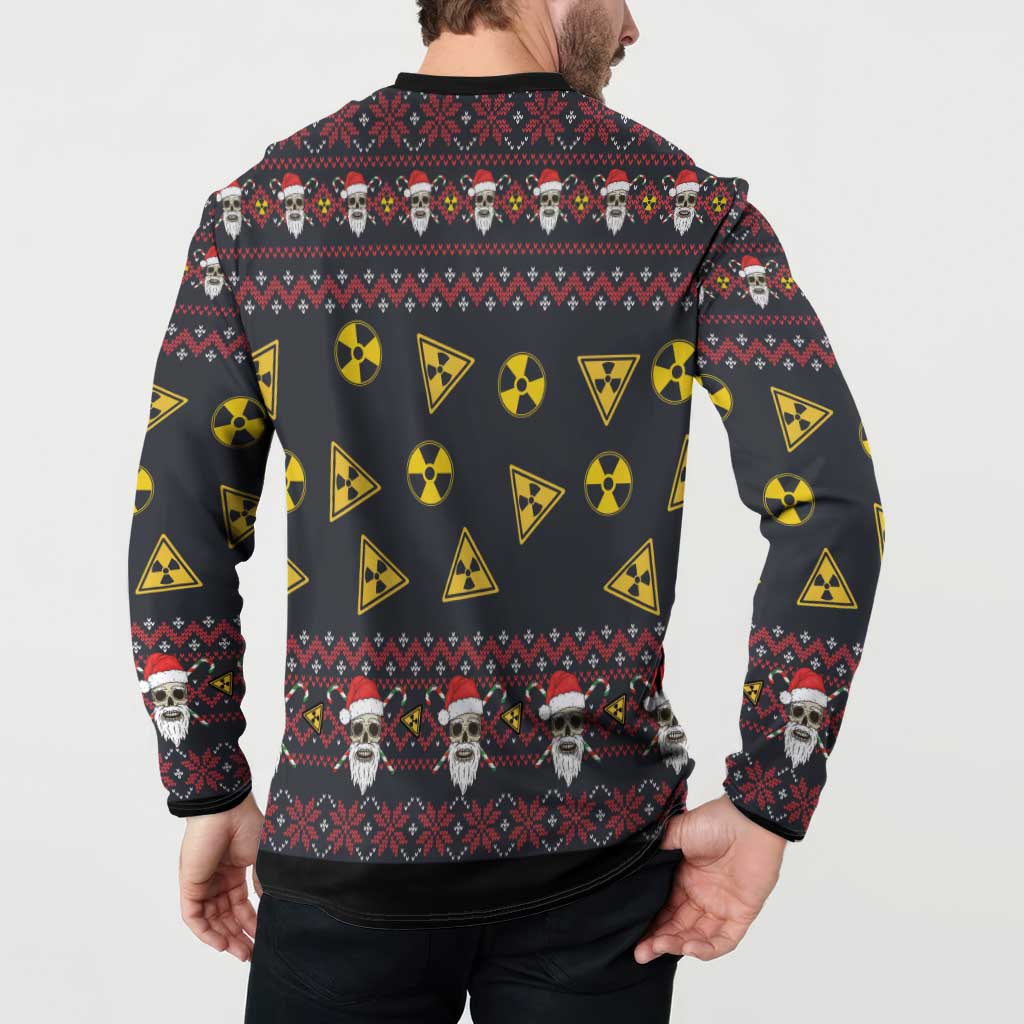 Skull Have A Rad Christmas Button Sweatshirt Santa Skull - Wonder Print Shop