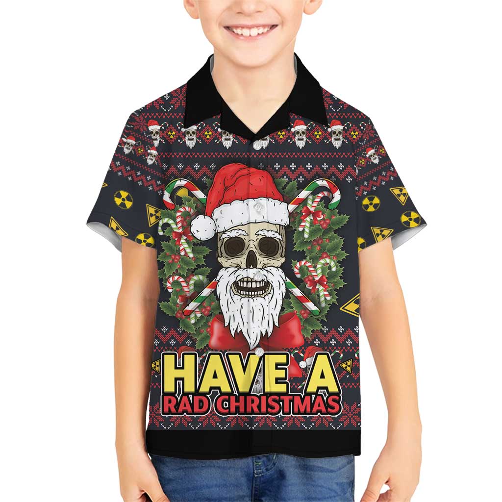 Skull Have A Rad Christmas Family Matching Off Shoulder Short Dress and Hawaiian Shirt Santa Skull - Wonder Print Shop