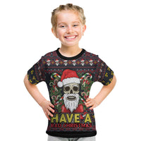 Skull Have A Rad Christmas Kid T Shirt Santa Skull - Wonder Print Shop