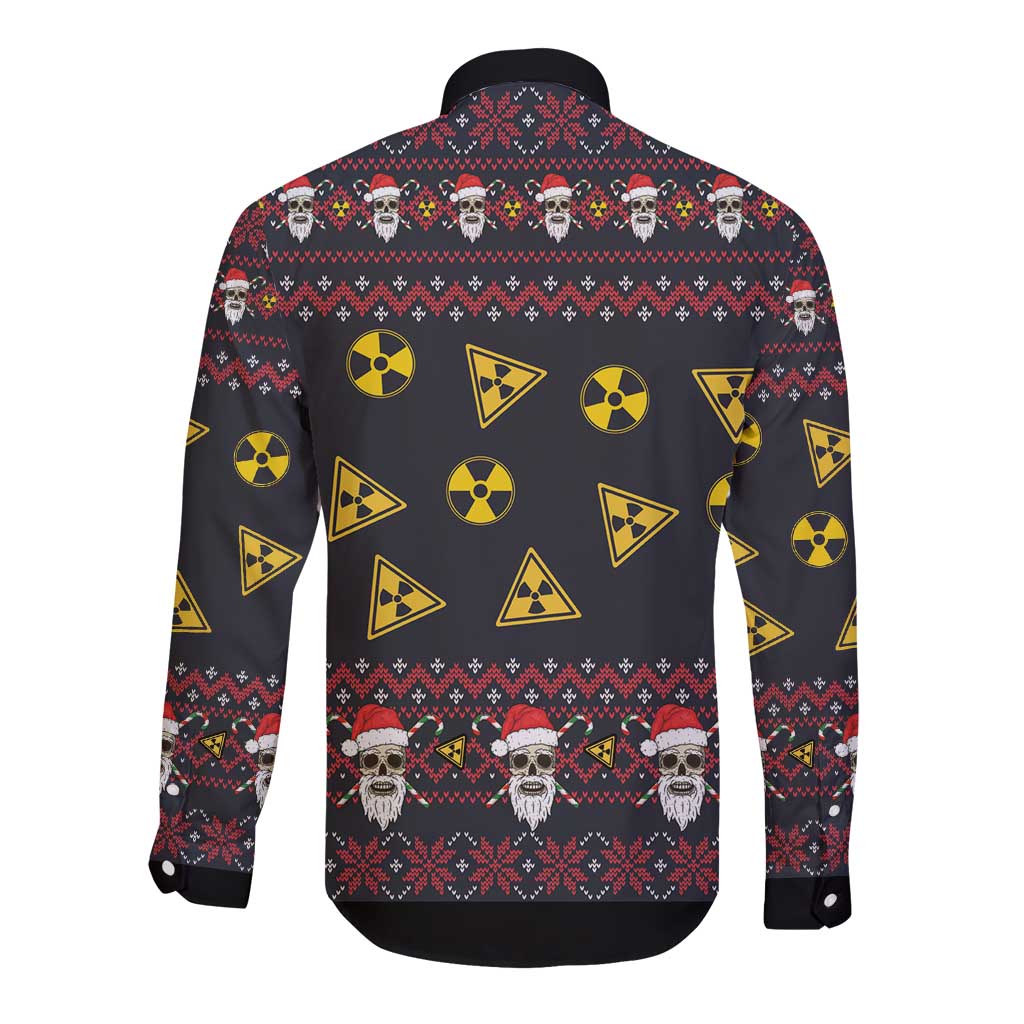 Skull Have A Rad Christmas Long Sleeve Button Shirt Santa Skull - Wonder Print Shop