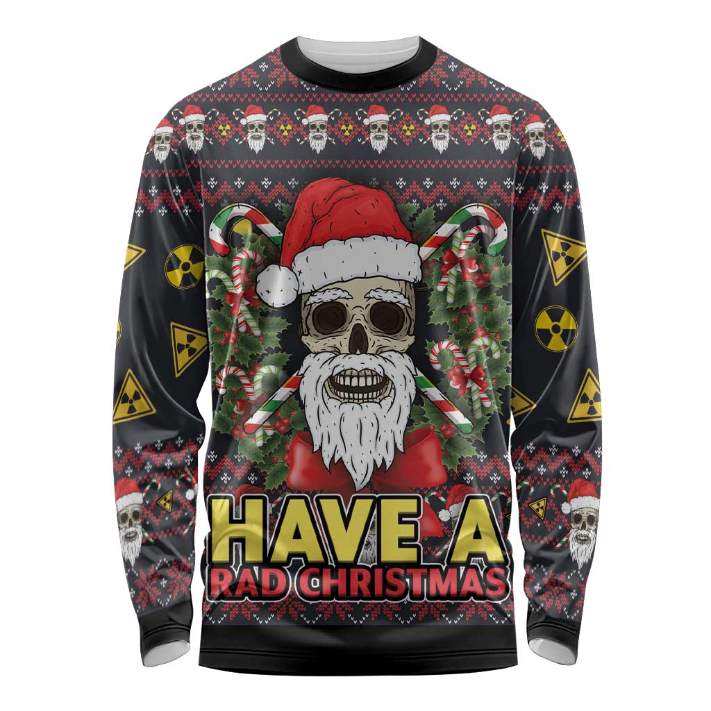 Skull Have A Rad Christmas Long Sleeve Shirt Santa Skull - Wonder Print Shop