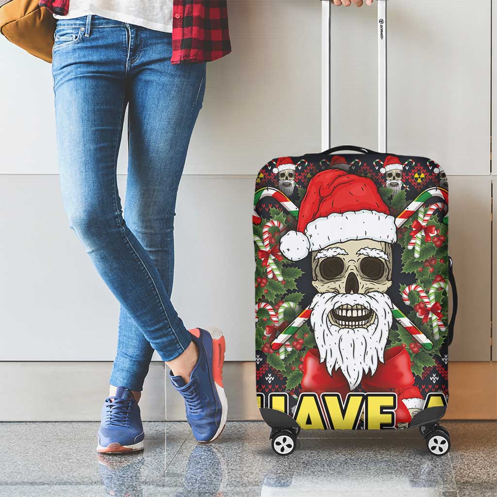Skull Have A Rad Christmas Luggage Cover Santa Skull - Wonder Print Shop