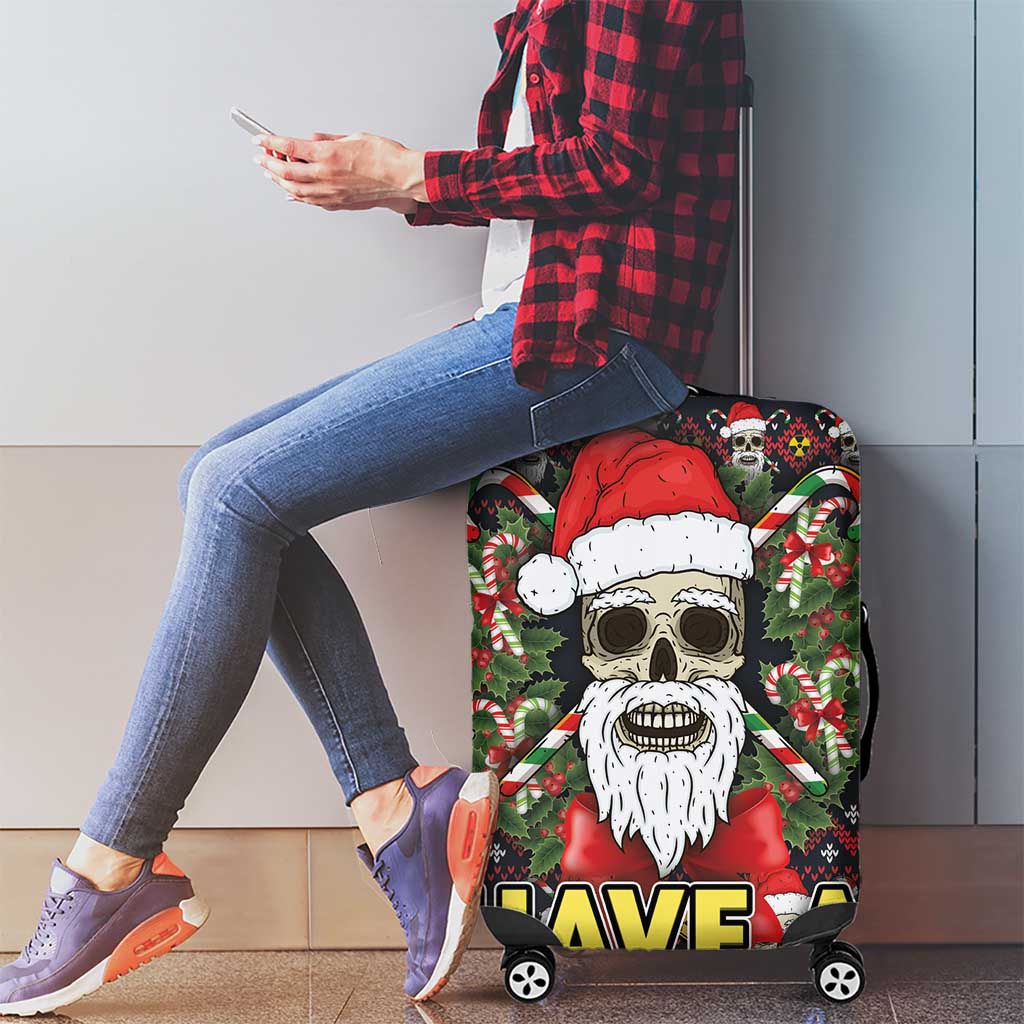 Skull Have A Rad Christmas Luggage Cover Santa Skull - Wonder Print Shop