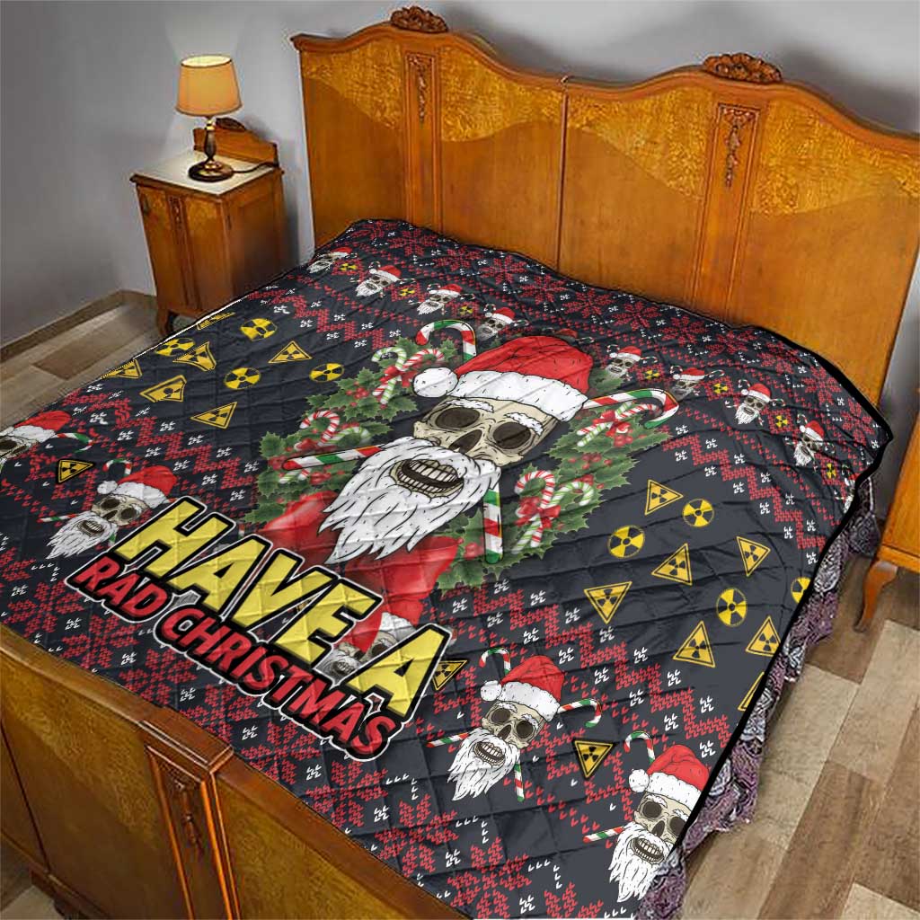 Skull Have A Rad Christmas Quilt Santa Skull - Wonder Print Shop