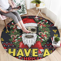 Skull Have A Rad Christmas Round Carpet Santa Skull