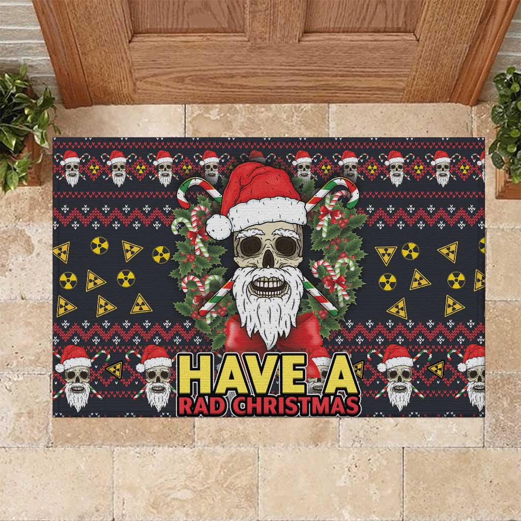 Skull Have A Rad Christmas Rubber Doormat Santa Skull - Wonder Print Shop