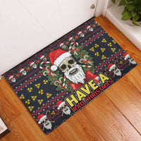 Skull Have A Rad Christmas Rubber Doormat Santa Skull - Wonder Print Shop